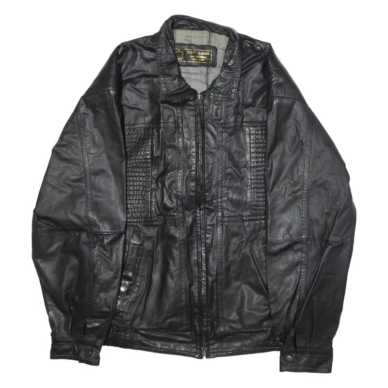 Mens Biker Jacket Black Leather 90S L 1