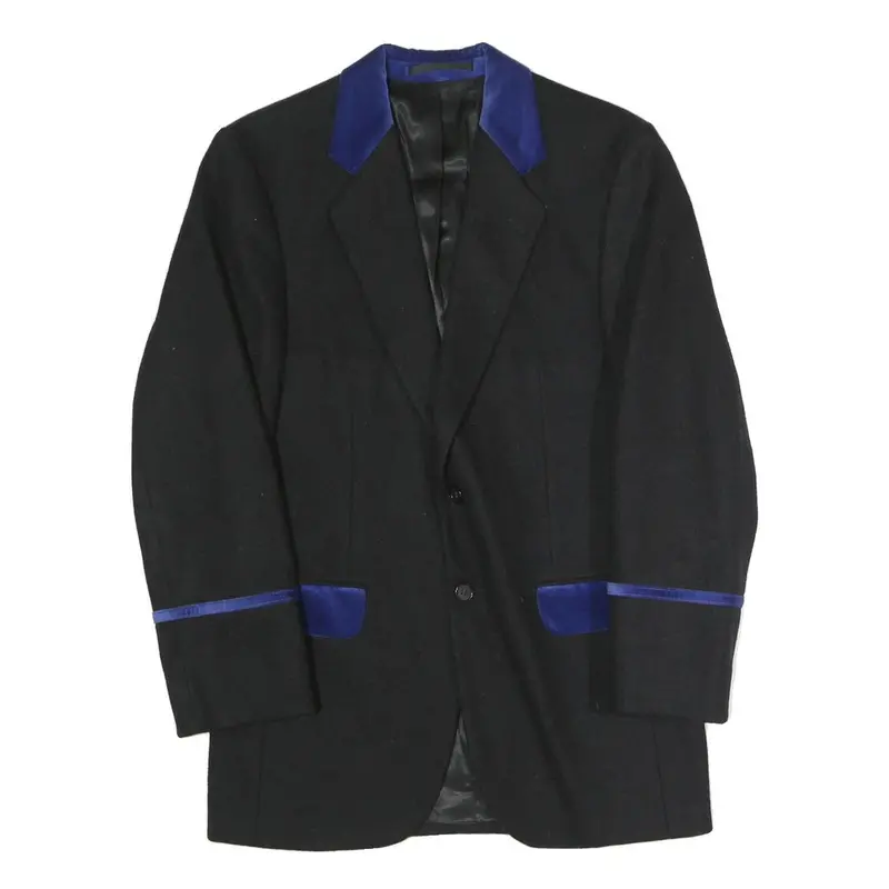 Mens Black & Blue Classic Button Jacket L Polyester Blend Plain 1