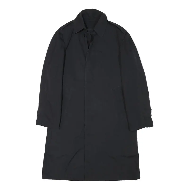 Mens Black Button Cotton Blend Regular Fit Long Sleeve Jacket S Plain Classic 1