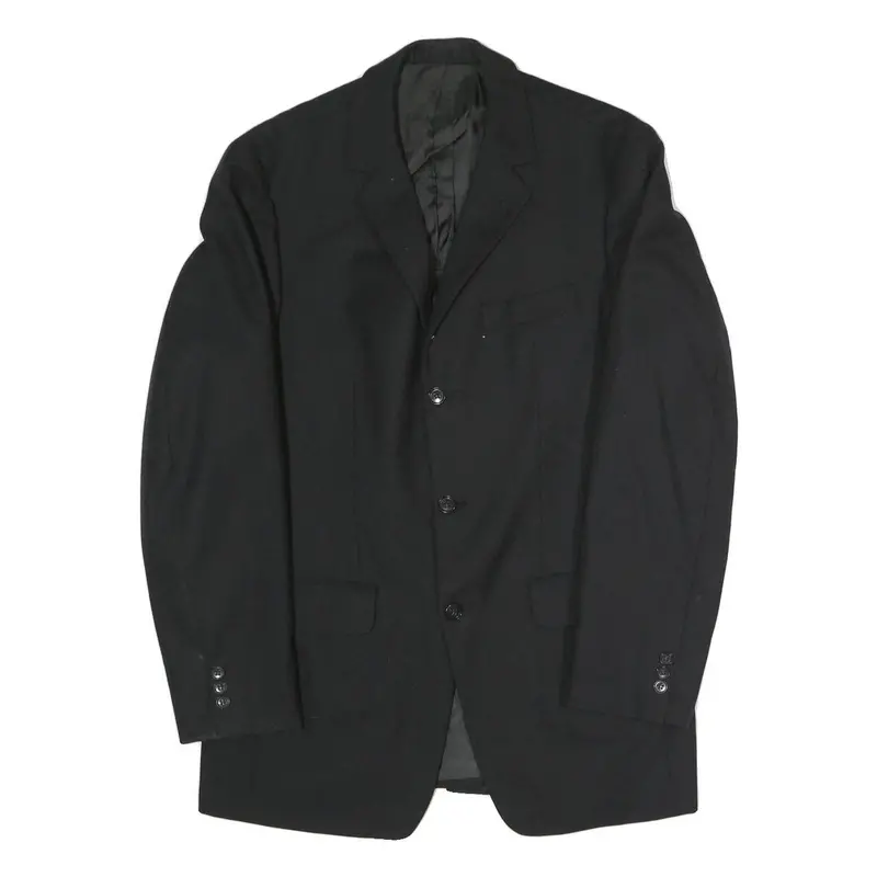 Mens Black Classic Jacket S Polyester Blend Plain Button Closure Formal 1