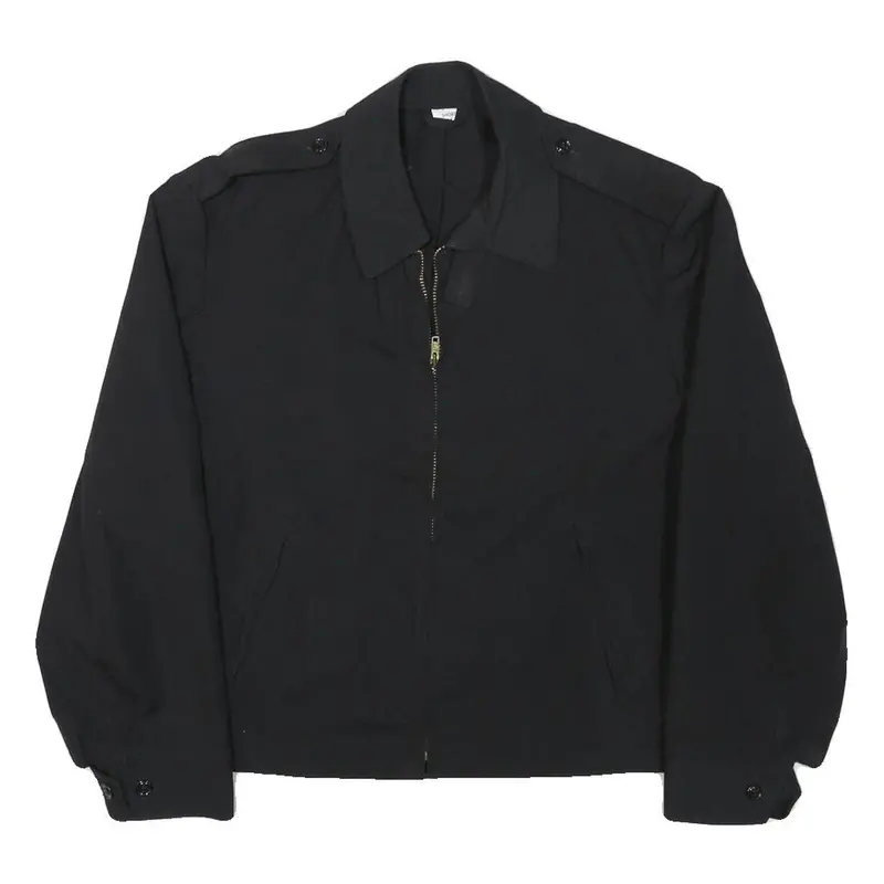 Mens Black Cotton Blend Classic Jacket M Lightweight Zip Closure Plain 1
