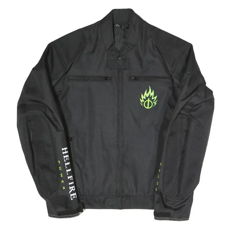 Mens Black Hellfire Power Zip Jacket M Polyester Blend Flame Graphic 1