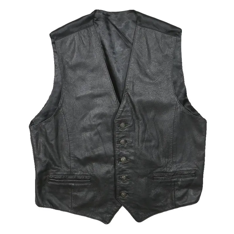 Mens Black Jacket Waistcoat M Polyester Blend Button Plain Stylish Classic 1