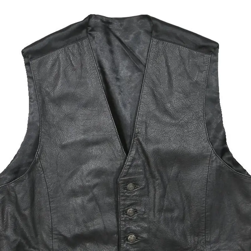 Mens Black Jacket Waistcoat M Polyester Blend Button Plain Stylish Classic 2