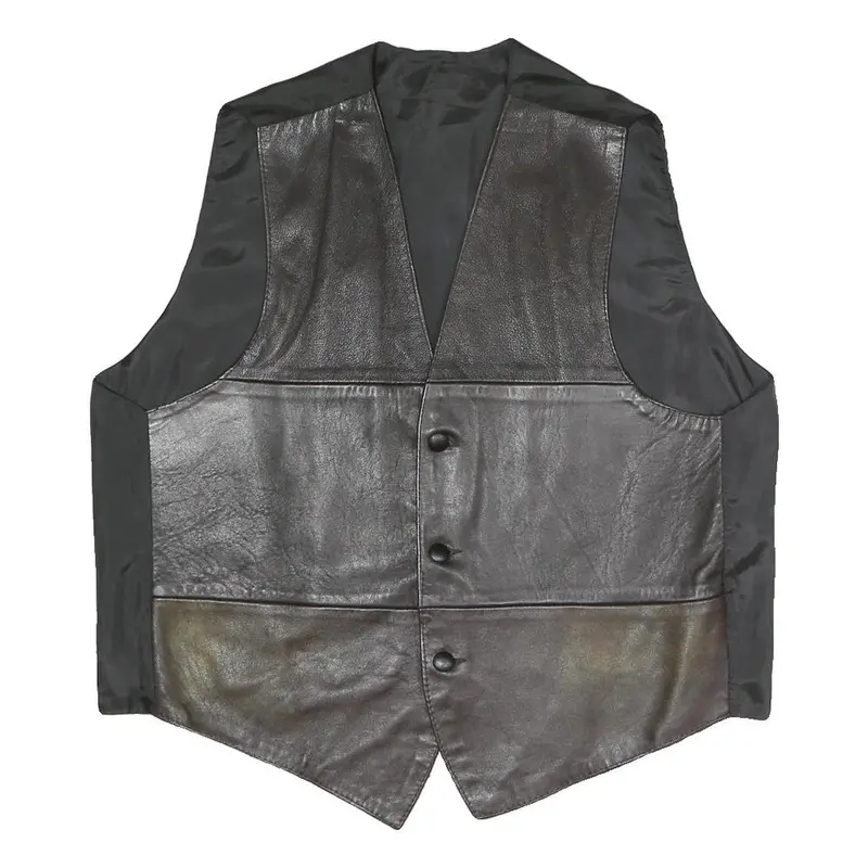 Mens Black Polyester Blend Button Jacket L Plain Button Closure Stylish 1