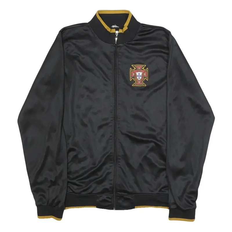 Mens Black Portugal Outdoor Synthetic Woven Zip Jacket Xl Plain Casual 1