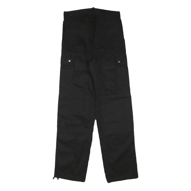 Mens Black Regular Fit Cotton Blend Cargo Style Trousers W29 L32 Functional 1