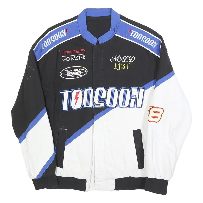 Mens Black & White Motorsport Cotton Blend Zip Jacket M Racing Inspired 1998 1
