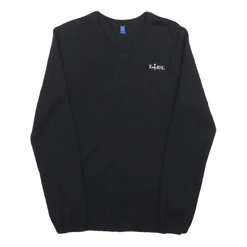 Mens Black Wool Blend V-Neck Plain Jumper Xs Slim Fit Comfortable Warm 1