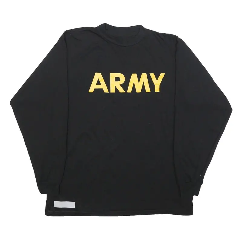 Mens Black & Yellow Modern L Long Sleeve Crew Neck Army Print Top 1