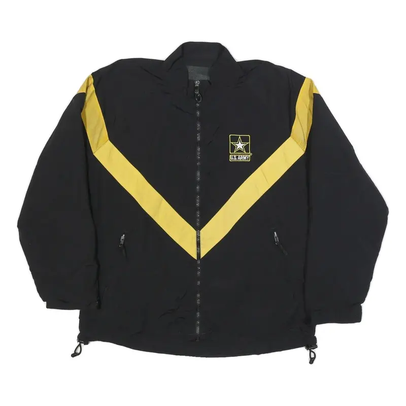 Mens Black & Yellow U.S. Army Logo Synthetic Zip Jacket M Plain Comfortable 1
