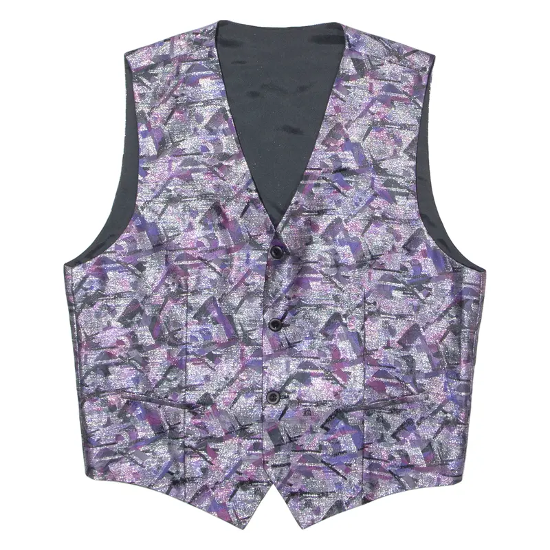 Mens Blazer Waistcoat Purple Crazy Pattern M 1
