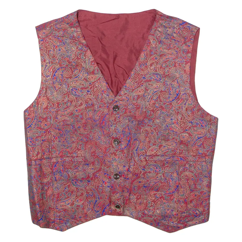 Mens Blazer Waistcoat Red Paisley M 1