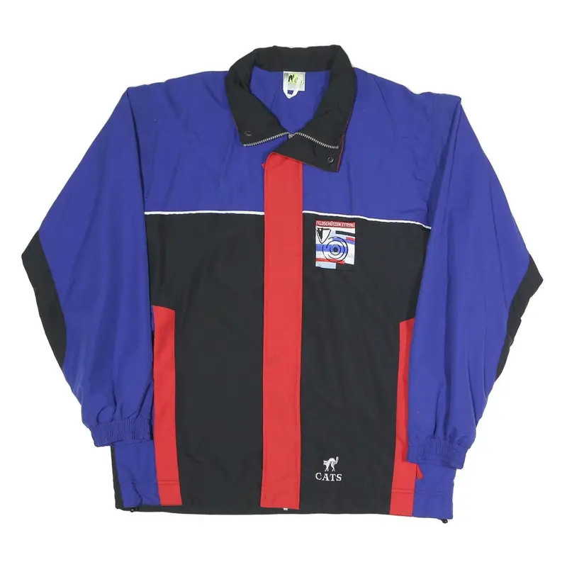 Mens Blue & Black Polyester Blend Zip Jacket Size L Casual Lightweight Outerwear 1