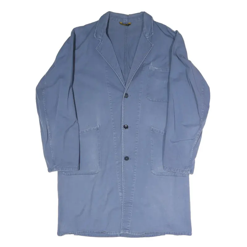 Mens Blue Cotton Blend Jacket M Button Closure Plain Casual Workwear 1