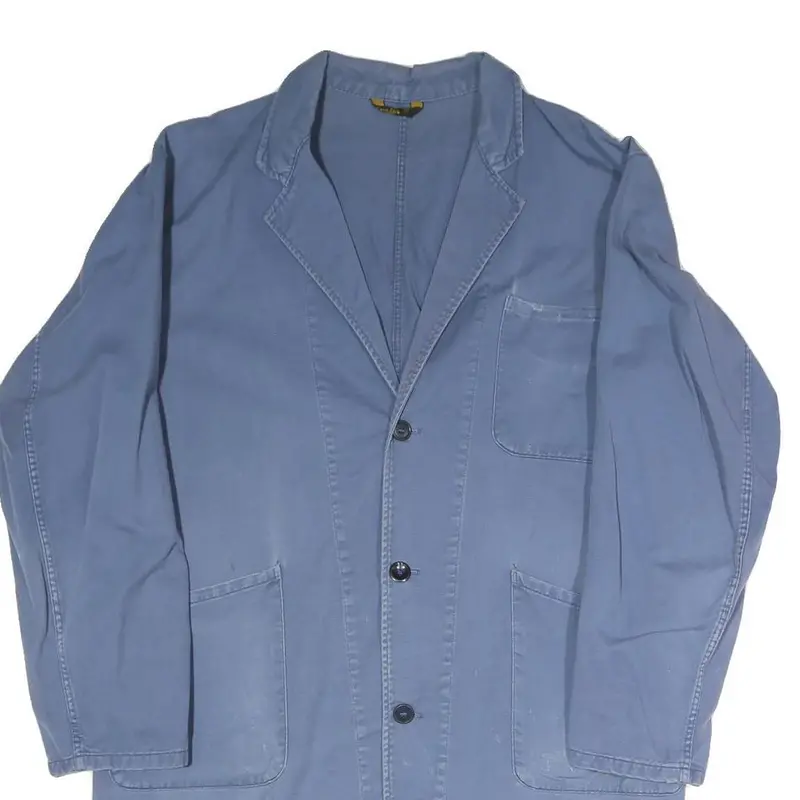 Mens Blue Cotton Blend Jacket M Button Closure Plain Casual Workwear 2
