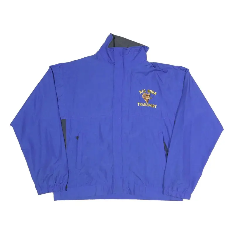 Mens Blue Polyester Blend Transport Logo Zip Jacket L Plain Workwear Casual 1