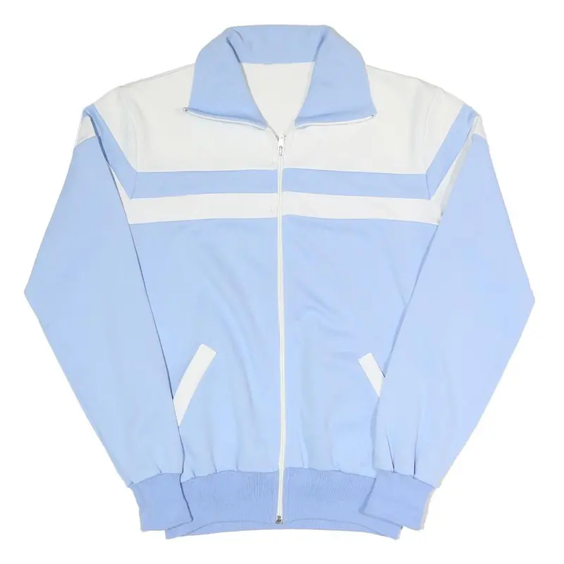 Mens Blue & White Casual Zip Up Jacket S Polyester Blend Colourblock Lightweight 1