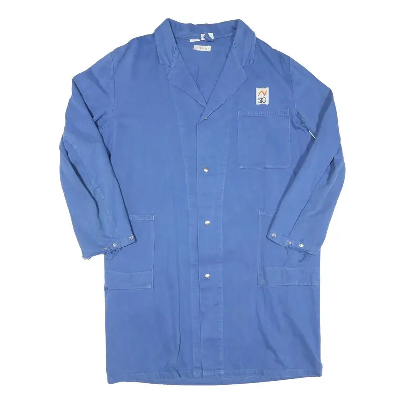 Mens Blue Workwear Button Jacket L Polyester Blend Plain Functional Coat 1