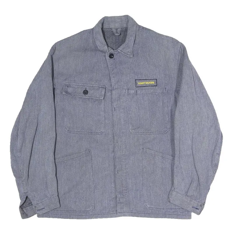 Mens Blue Workwear Jacket S Polyester Blend Plain Button Closure Casual 1