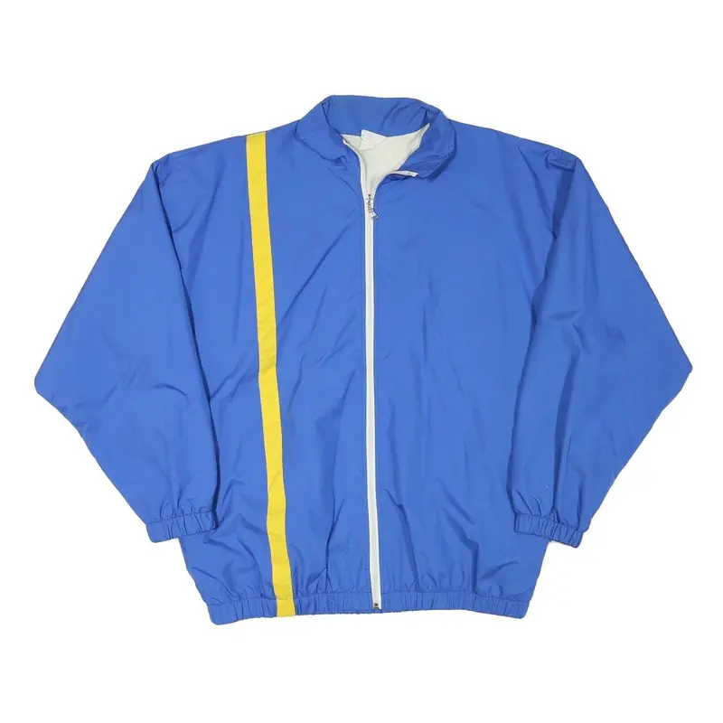 Mens Blue & Yellow Zip Up Polyester Blend Casual Jacket L Plain Sporty 1