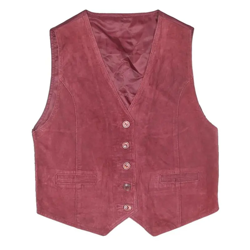 Mens Burgundy Waistcoat Button Closure Polyester Blend M Plain Classic Vest 1
