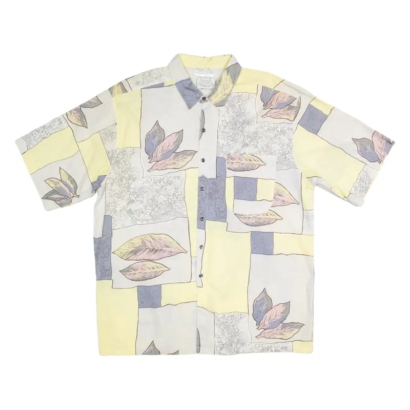 Mens Company Mens Hawaiian Shirt Yellow Crazy Pattern L 1