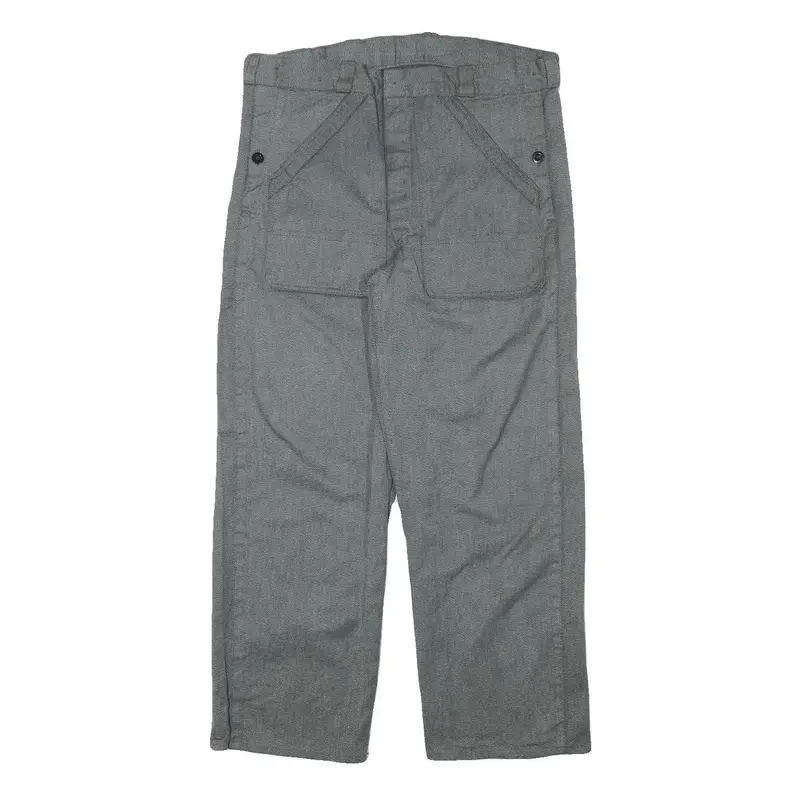 Mens Cotton Blend Grey Regular Fit Straight Leg Trousers W34 L29 Casual Workwear 1