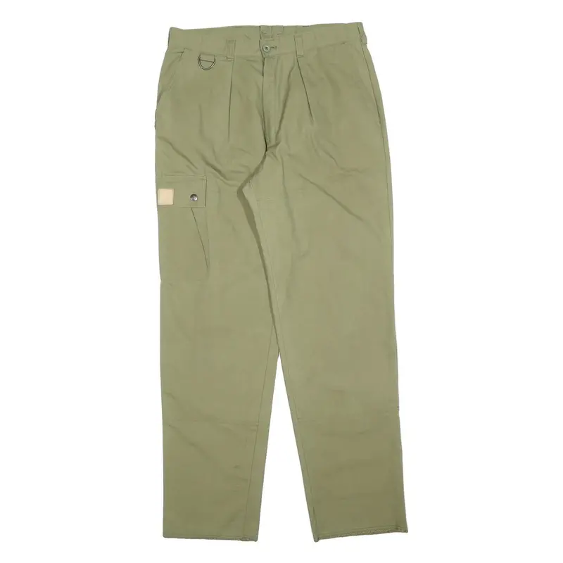 Mens Cotton Blend Regular Fit Beige Cargo Trousers W32 L32 Zip Closure Casual 1