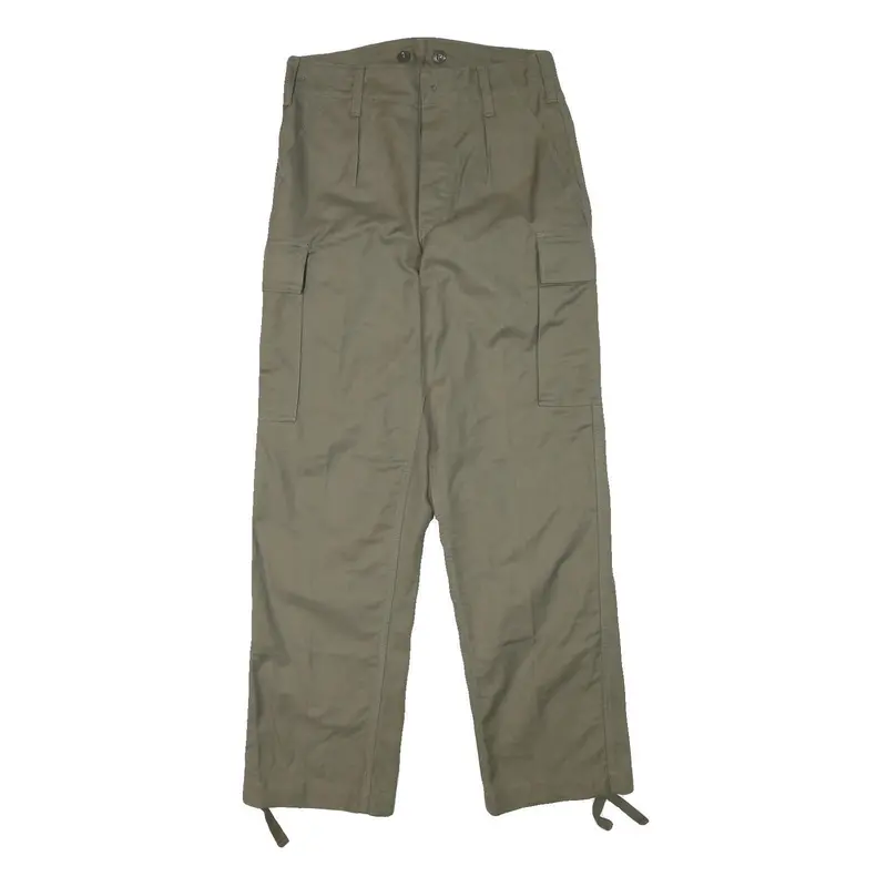 Mens Cotton Blend Regular Fit Cargo Trousers Beige W30 L31 Casual Utility Zip 1