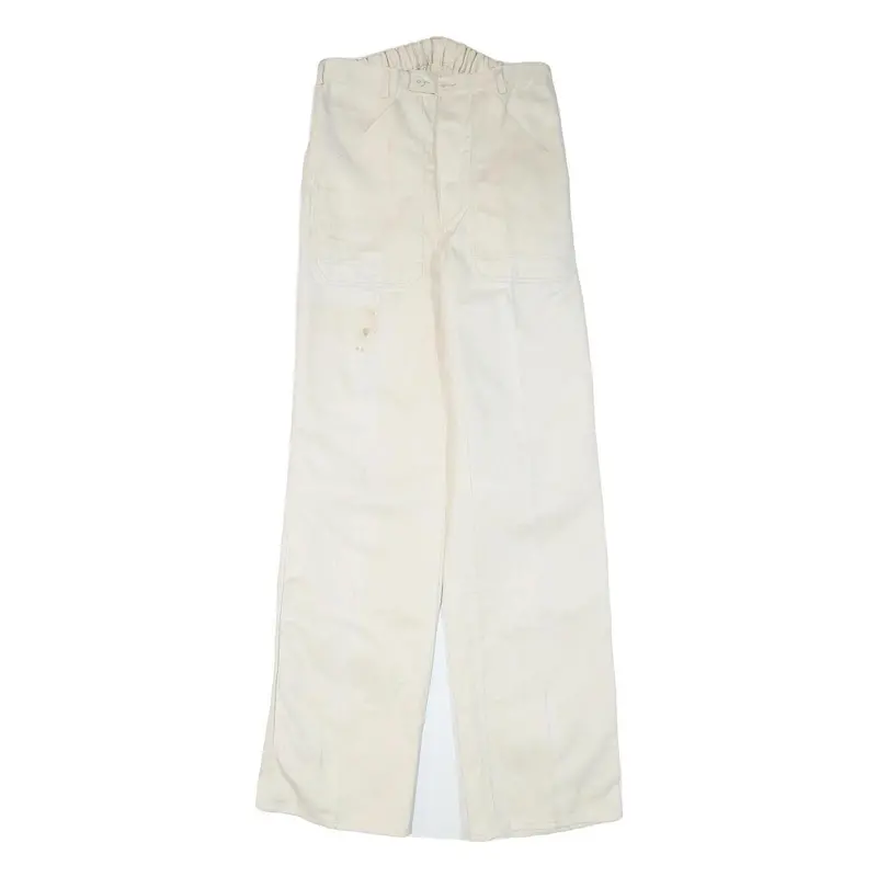 Mens Cotton Blend White Regular Fit Button Closure Trousers W28 L35 Casual 1