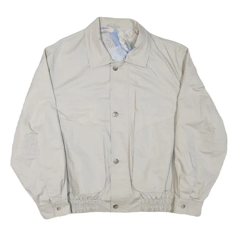 Mens Cream Button Cotton Blend Jacket L Plain Classic Relaxed Fit Casual 1