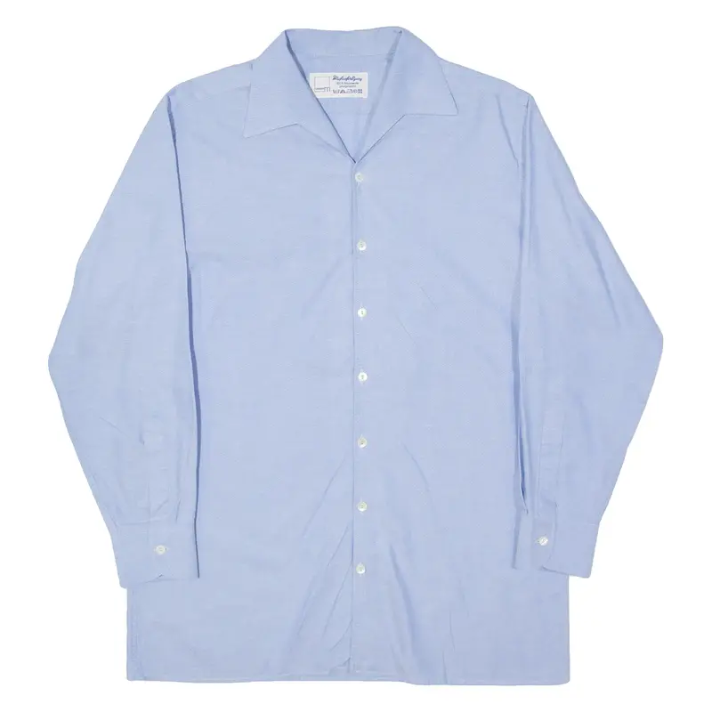 Mens Flannel Shirt Blue Long Sleeve L 1
