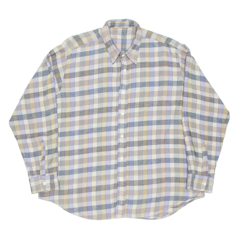 Mens Flannel Shirt Purple Check Long Sleeve Xl 1