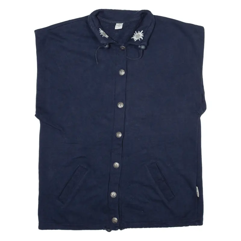 Mens Gilet Blue 90S Floral L 1
