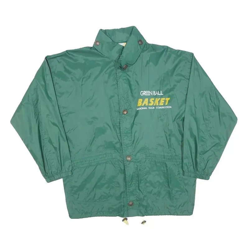 Mens Green Basket Graphic Polyester Blend Zip Jacket M Casual Sportswear 1