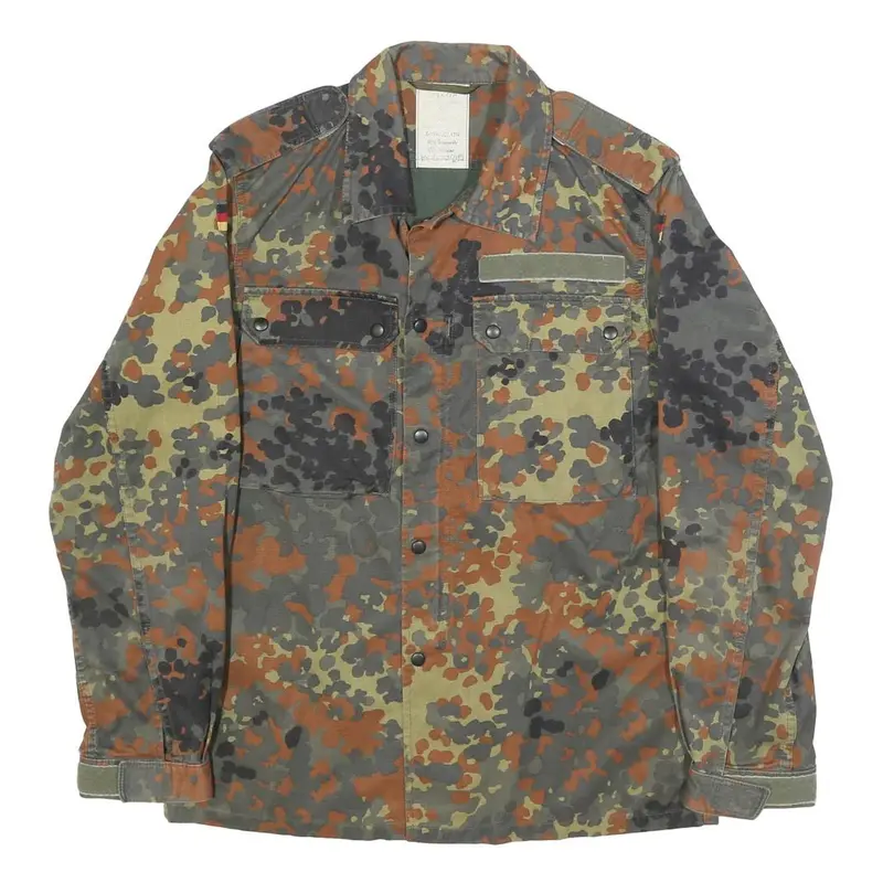 Mens Green Brown Black Camouflage Cotton Blend Jacket S Button Closure Military 1