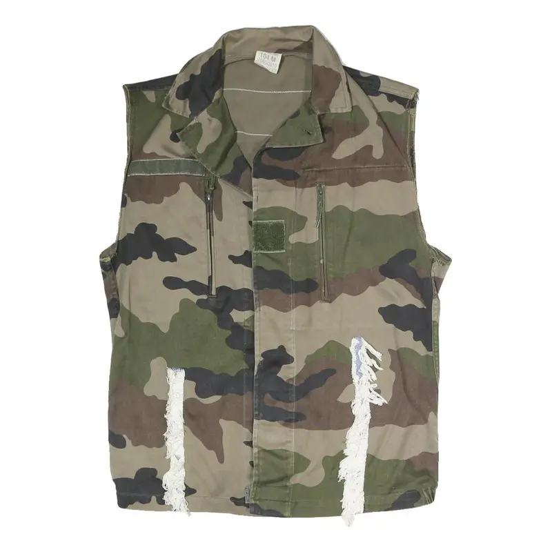 Mens Green Camouflage Camouflage Military Cotton Blend Button Jacket M 1