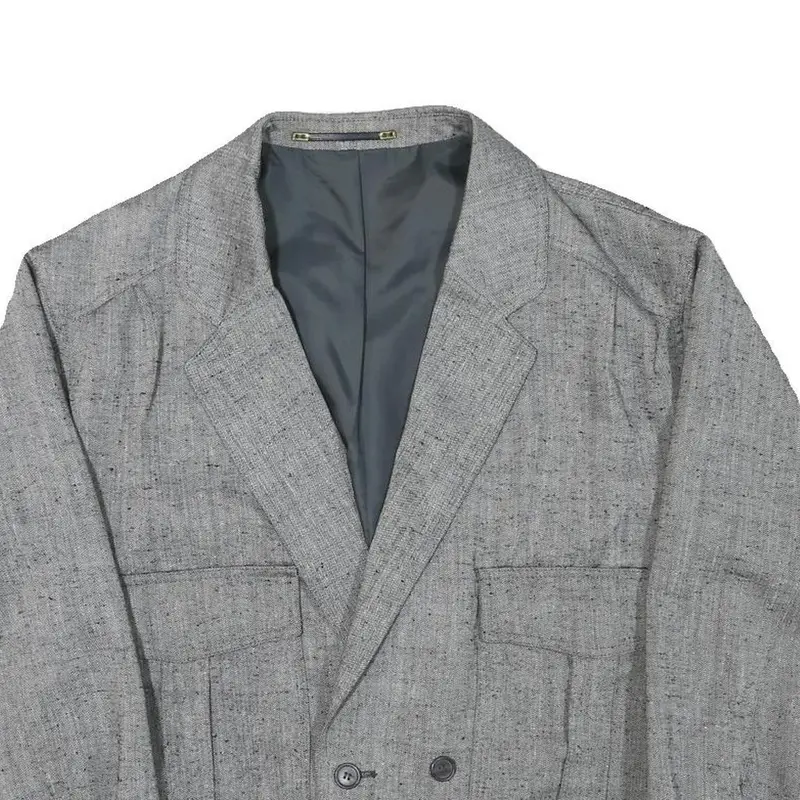 Mens Grey Button Jacket M Polyester Blend Classic Plain Button Closure Stylish 2