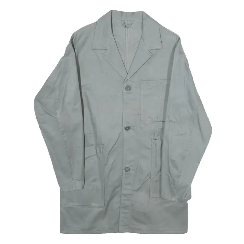 Mens Grey Button Jacket M Polyester Blend Plain Workwear Classic Fit 1