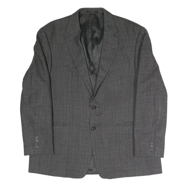 Mens Grey Classic Blazer Jacket Xl Polyester Blend Button Closure Plain Elegant 1