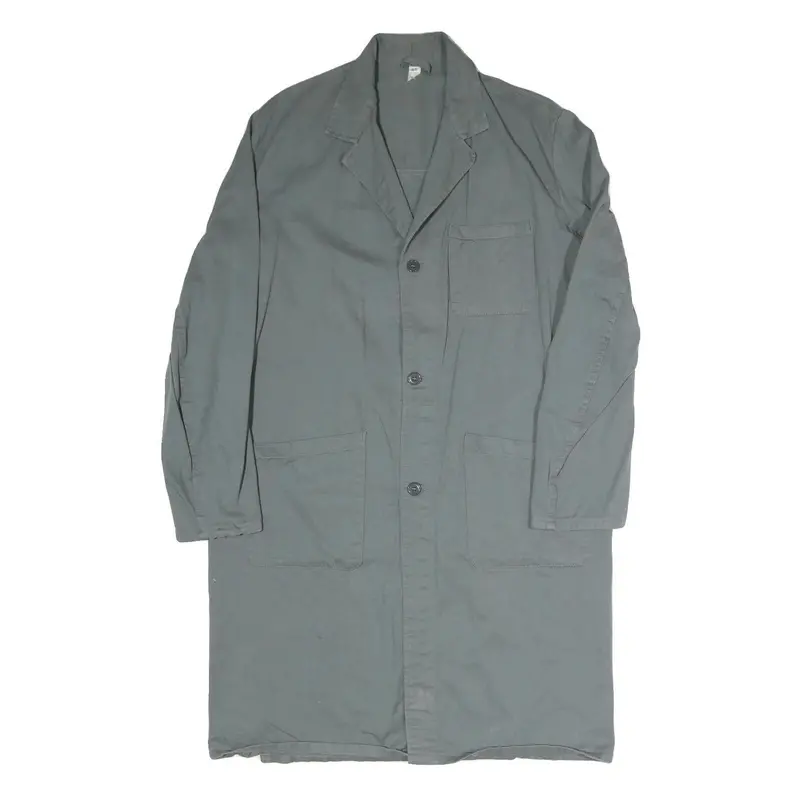 Mens Grey Classic Long Sleeve Button Closure Jacket Size L Polyester Blend Plain 1