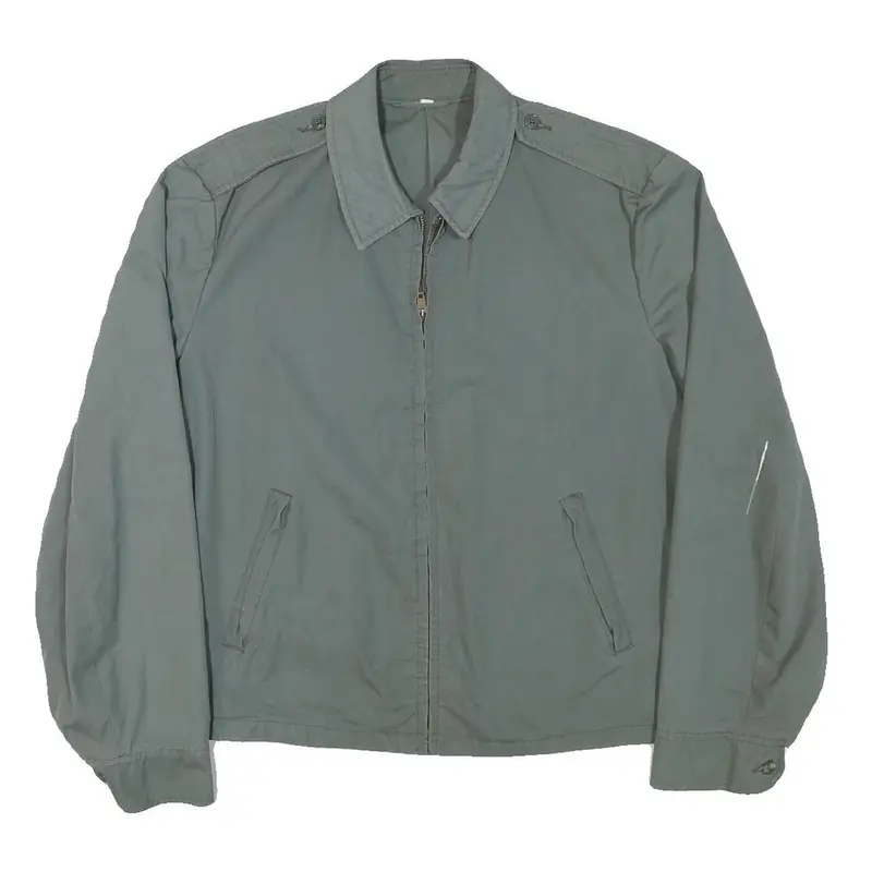 Mens Grey Cotton Blend Jacket L Zip Closure Casual Lightweight Plain Style 1