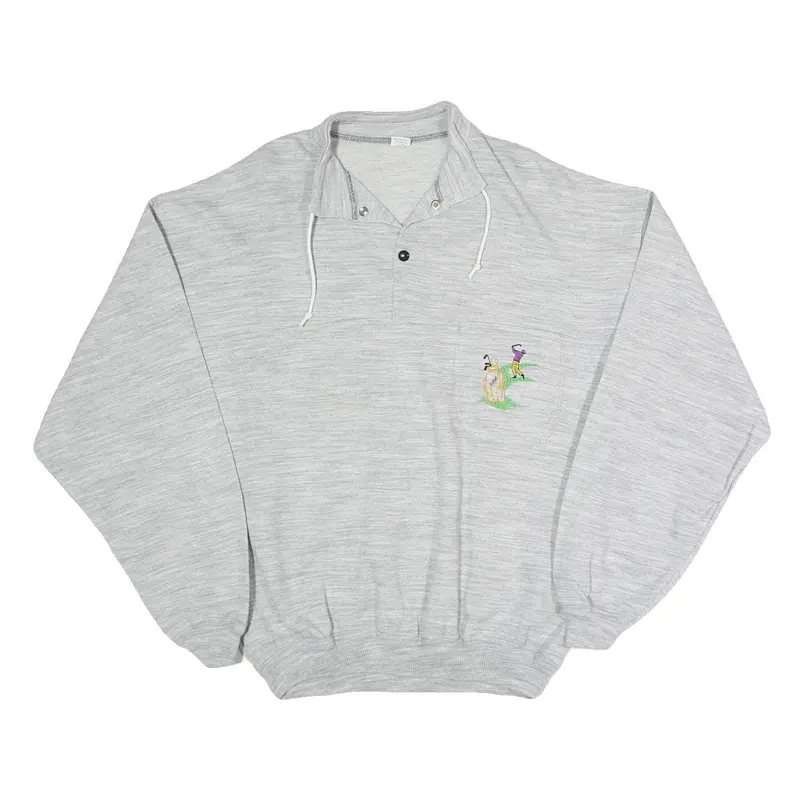Mens Grey Cotton Blend Sweatshirt Xl Embroidered Golf Motif Pullover Casual 1