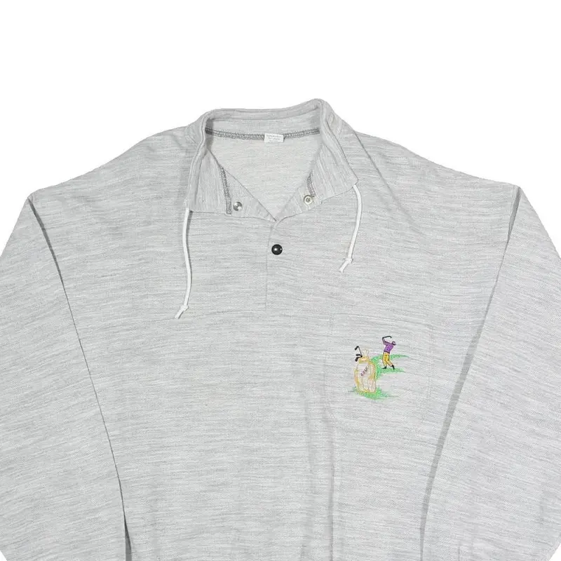 Mens Grey Cotton Blend Sweatshirt Xl Embroidered Golf Motif Pullover Casual 2
