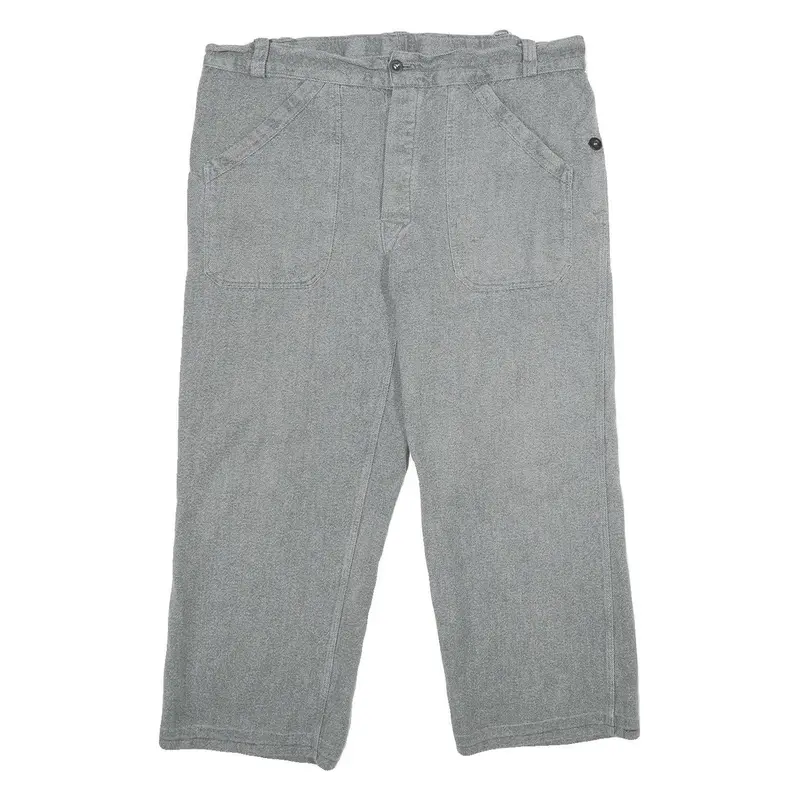 Mens Grey Cotton Regular Fit Button Closure Trousers W36 L26 Casual Workwear 1