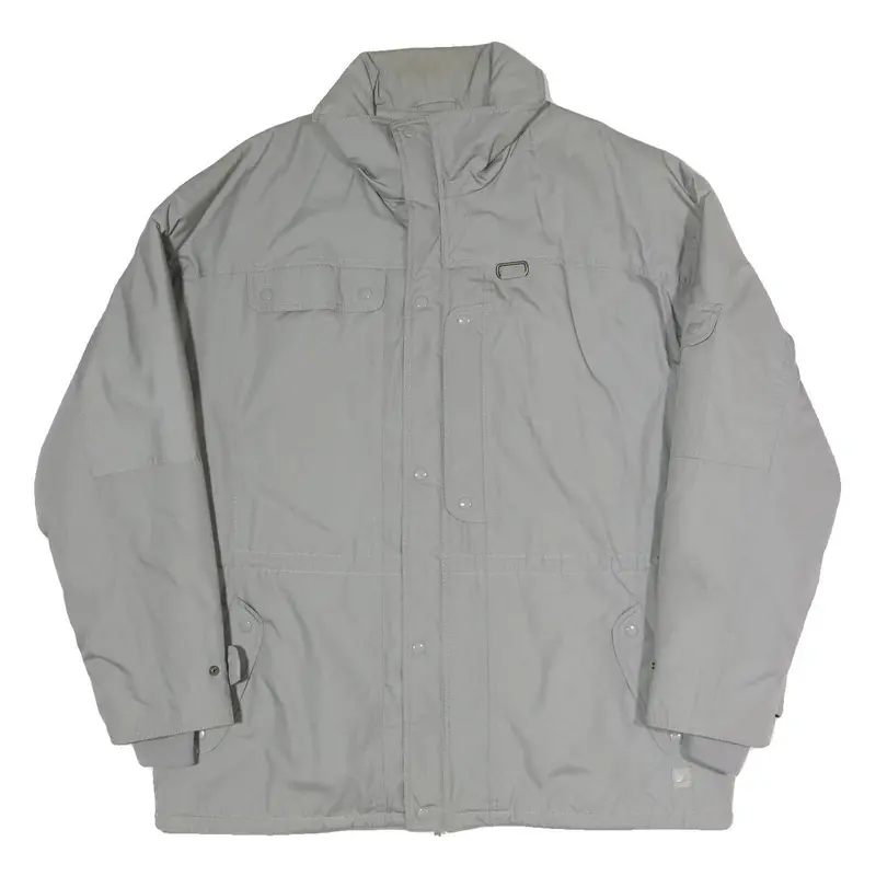 Mens Grey Jacket L Polyester Blend Plain Zip Closure Functional Casual Outerwear 1