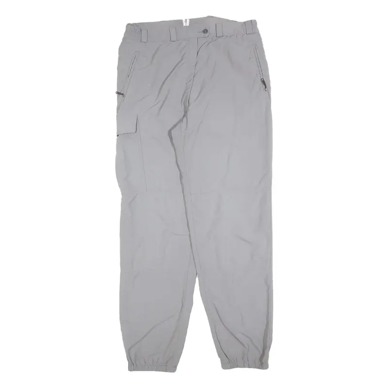Mens Grey Polyester Blend Regular Fit Trousers W32 L32 Cargo Pockets Zip Closure 1
