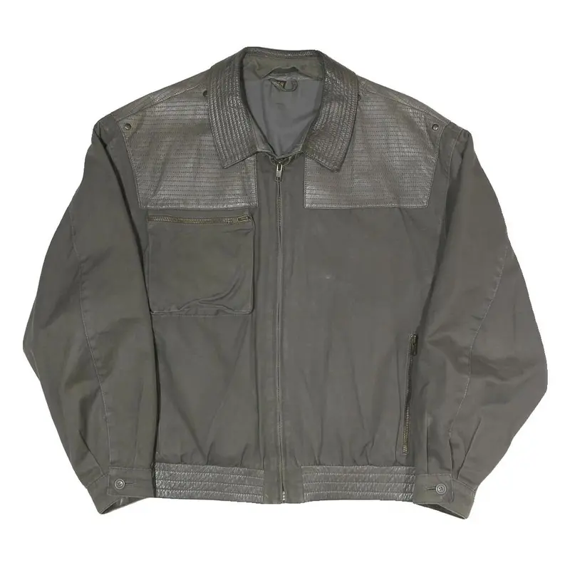 Mens Grey Polyester Blend Zip Jacket M Casual Outdoor Lightweight Regular Fit 1