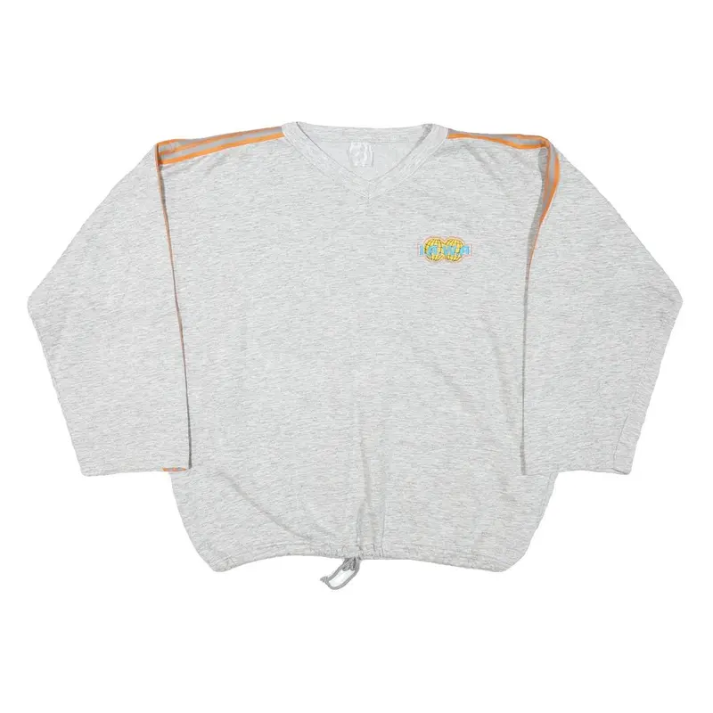 Mens Grey Sweatshirt I.A.W.A V-Neck L Casual Cotton Blend Pullover 1